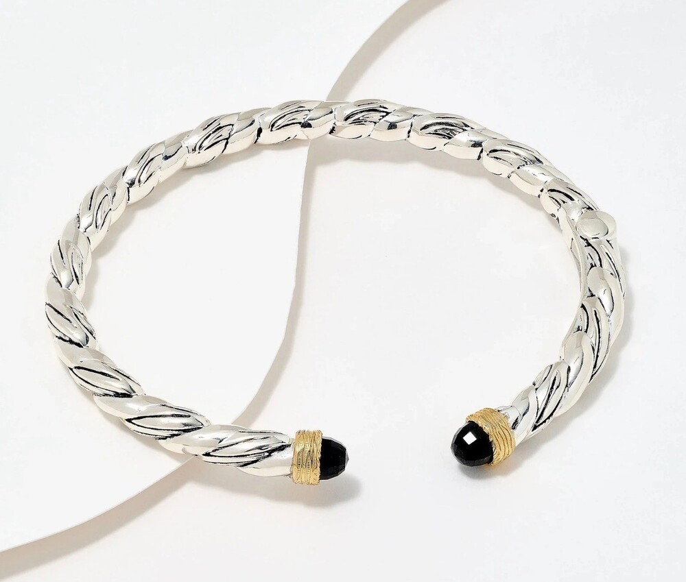Christian James by Scott Grimes Sterling Silver Two-Tone Gemstone Cuff XS